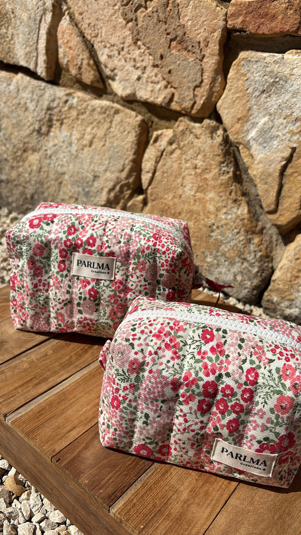 Trousse en coton Prairie  – faite main, matelassée et élégante