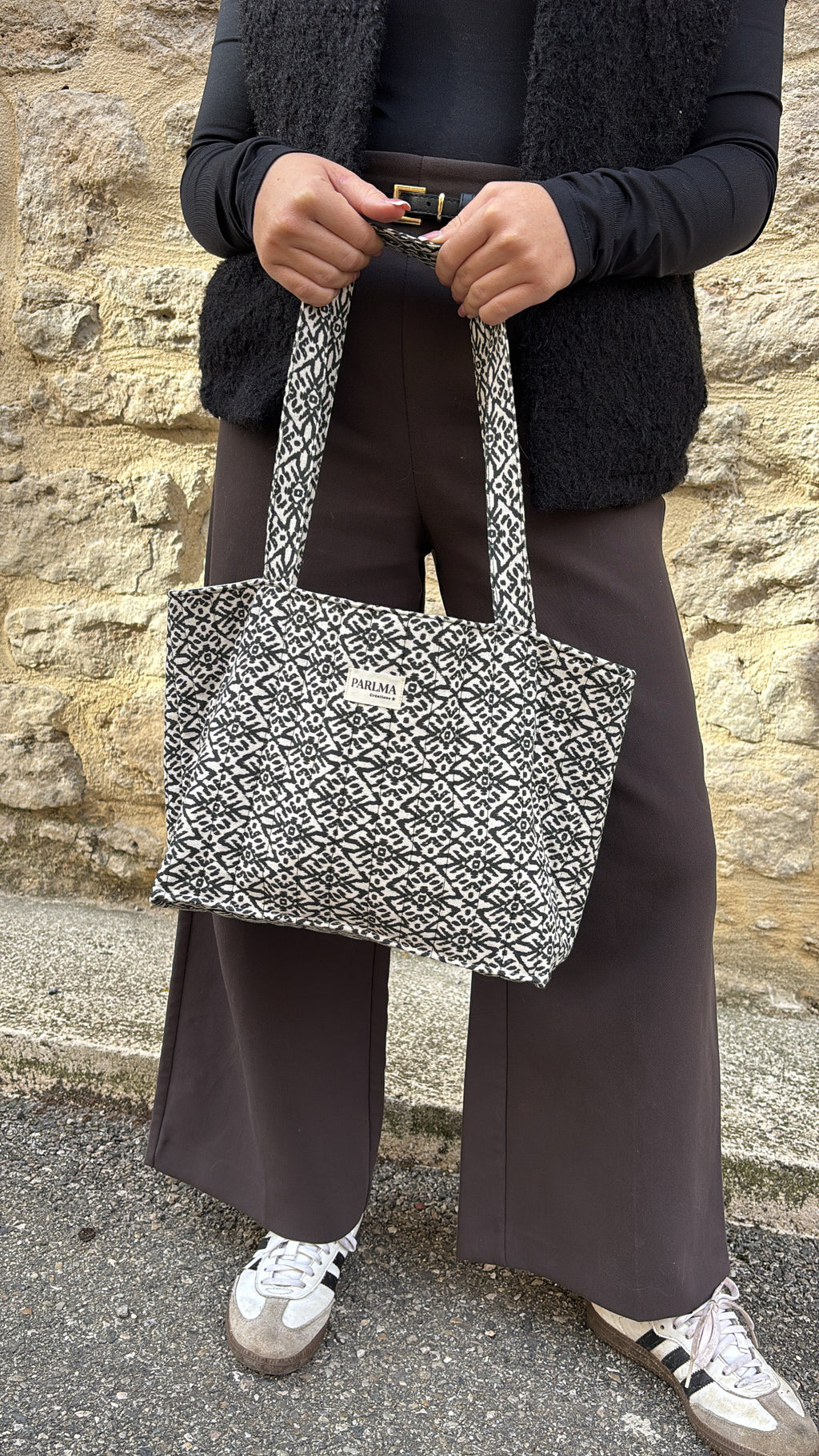 Sac matelassé en coton cousu à la main chic