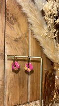 Boucles d’oreilles créoles interchangeables avec pampille fleur rose fuchsia