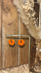 Boucles d’oreilles créoles interchangeables avec pampille fleur orange