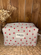 Trousse matelassée en coton Amour – faite main, matelassée et élégante