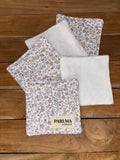 Lot de 5 lingettes démaquillantes lavables Douceur bleue en coton et bambou – réutilisables & zéro déchet