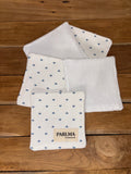Lot de 5 lingettes démaquillantes lavables Cœur bleu en coton et bambou – réutilisables & zéro déchet
