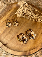 Boucles d’oreilles créoles interchangeables avec pampille fleur léopard